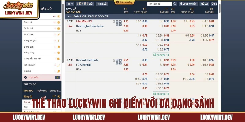 Thể thao LuckyWin ghi điểm với đa dạng sảnh